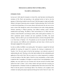 In general, reflective papers are assigned with the purpose to make students consider their personal experiences and try to shape it with new ideas. Doc Theological Reflection On Preaching Teaching And Healing Simon James Masiga Academia Edu