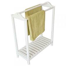Howards Storage World 3 Rail White Wooden Towel Stand Howard Storage Repurposed Wood Projects Plastic Shower Curtain