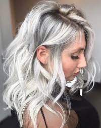 75 Stylish Hairstyles For Medium Length Hair 2020 Selectedins White Hair Color Silver Blonde Hair Silver Blonde