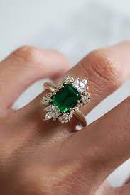 Inspired By The Movie Crazyrichasians This Emerald Ring Is A Show Stopper Made In 14k Gold By T Emerald Diamond Ring Unique Engagement Rings Diamond Jewelry