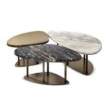 It looks sophisticated and elegant. Contemporary Coffee Table Ninfea Cantori Ash Marble Travertine