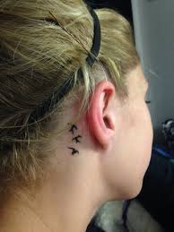 Birds Behind The Ear Tattoo Behind Ear Tattoos Back Ear Tattoo Tattoos