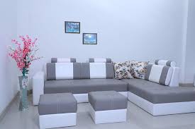 Discover decorating ideas and colour schemes to go with your grey sofa. Quality Assure Furniture Maharajah P L Shape Sofa Set With Center Table And 2 Puffy Standard Size Cream And Grey Amazon In Home Kitchen