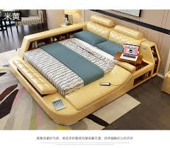 إطار سرير من الجلد الطبيعي أسر ة لينة حديثة مع تخزين التدليك أثاث غرفة نوم منزلية أثاث غرفة نوم أس ر ة Aliexpress