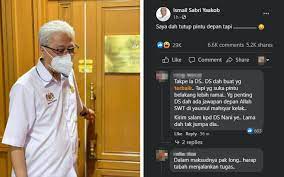Namun, kata beliau, tiada sebarang maksud tersirat di sebalik kenyataan tersebut melainkan mahu pulang selepas selesai waktu kerja. Ismail Sabri Dah Tutup Pintu Depan Tapi Free Malaysia Today Fmt