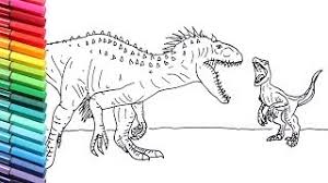 Jurassic world evolution _ indoraptor vs max indominus rex (کلیپ رحمان). How To Draw The Indominus Rex Vs Blue Drawing Jurassic World New Dinosaurs Battle For Children Youtube