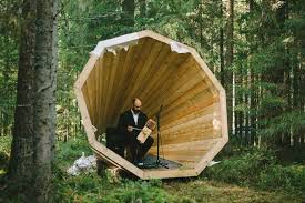 Gigantic Wooden Megaphones Have Been Installed In A Forest In Estonia To Amplify The Sounds Of Nature Sound Installation Installation Design Sound Sculpture