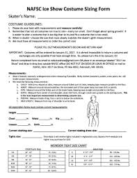 Fillable Online Nafsc Ice Show Costume Sizing Form North