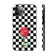 Black And White Iphone 11 Pro Max Case Check Red Rose Iphone 11 Case Black White Checkered Mate Tough Phone Iphone 11 Pro Max Cute Gift Xs Max Xr X 7 Plus 8 8f 6s 6 Plus Iphone 11 Black Phone Case Cool Phone Cases