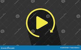 黄色视频播放按钮，如浅重放图标，在灰色背景中隔离4k视频动画图形动画股票视频- 视频包括有移动, 圆形: 209334405