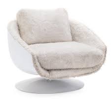 Comfy home office chair with no wheels, cute modern faux fur swivel tssk chair, for living room, bedroom, vanity, shaggy faux fur, pure white 4.7 out of 5 stars 51 $172.99 $ 172. Mod White Fur Swivel Lounge Chair Modernica Props