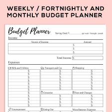 It keeps the family going even in difficult financial times. Printable Budget Planner For Weekly Fortnightly And Monthly Etsy