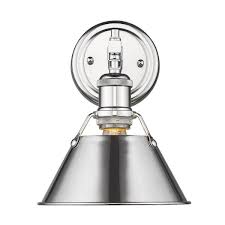 Golden Lighting Orwell 1 Light Chrome With Chrome Shade Bath Vanity Light 3306 Ba1 Ch Ch The Home Depot