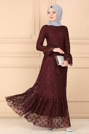 Modaselvim Elbise Etegi Firfirli Dantel Elbise 5171ay342 Bordo Model Baju Wanita Wanita Model