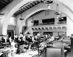 The Fred Harvey Restaurant Prepares To Open With Its Staff Of Harvey Girls At Los Angeles S New Union Station 1939 Union Station Los Angeles Downtown Los Angeles