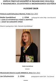 Join facebook to connect with jana novotná and others you may know. Uspechy Zaku Zus Kromeriz Ve Skolnim Roce 2015 2016 V Regionalnich Celostatnich A Mezinarodnich Soutezich Pdf Free Download