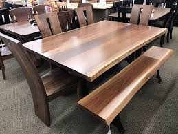 48 X72 Astoria Live Edge Table With Delphi Side Chairs And 72 Delphi Live Edge Bench Shown In Rustic Walnut With A Mesas De Comedor Muebles Mesas De Parota