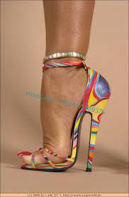 Сандалии женские на очень высоком каблуке-шпильке, соблазнительные  босоножки радужной расцветки с пряжкой, Роскошная вечерняя Обувь для  ночного клуба | АлиЭкспресс