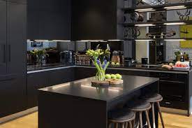 Large kitchen in modern home. Luxury Modern Kitchen Designs Black Novocom Top