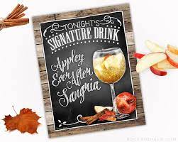 Wedding Drink Sign Appley Ever After Signature Drink Sangria Etsy Wedding Signature Drinks Signature Drinks Signature Drinks Sign