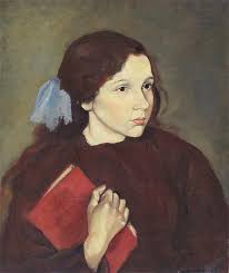 Portrait Of Annie Salomans With Her Book Signed And Dated 1918 By Clara Klinghoffer 1900 1970 Oil On Canvas 60 X 50cm 23 X 19 In Figure Painting Artist Art