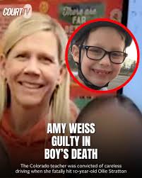 VERDICT: A jury finds #AmyWeiss #GUILTY of careless driving when she  fatally hit a 10-year-old boy. #OliverStratton's parents reacted "it does  not bring justice... our son's life was worth more than misdemeanors."