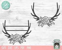 Download Floral Deer Antlers Svg Antler Monogram Svg Antler Last Name Etsy Antler Monogram Floral Antlers Monogram Svg
