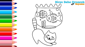 Kedi Ve Akvaryumu Boyama Ve Boyama Oyunlari Boyama Kitaplari Kedi Panda