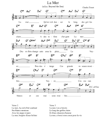 Print And Download In Pdf Or Midi La Mer Original French Lyrics As Written On A Piece Of Toilet Paper In Jazz Sheet Music Clarinet Sheet Music Clarinet Music