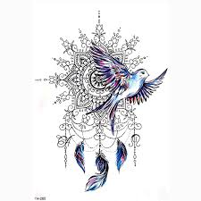 A dream catcher is usually placed over a place you would sleep where the morning light can hit it. Diy Body Art Temporary Tattoo Colorful Dreamcatcher Swallow Watercolor Painting Drawing Decal Waterproof Tattoos Sticker Buy At The Price Of 0 84 In Aliexpress Com Imall Com