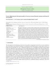Pdf Factors Influencing The Information Quality Of Local Government Financial Statement And Financial Accountability