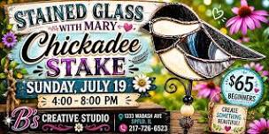 Stained Glass with Mary- CHICKADEE STAKE