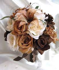 Orange rose, dahlia and calla lily bouquet. Pin By Rachel Marie Kimball On My Style Brown Wedding Themes Wedding Bridal Bouquets Brown Flowers
