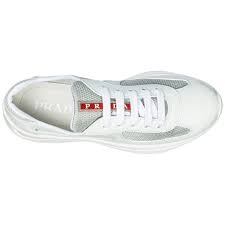 Sandals, pumps and more glamorous. Sneaker Prada America S Cup 1e795i 6gw F0j36 F 025 Bianco Argento Frmoda Com