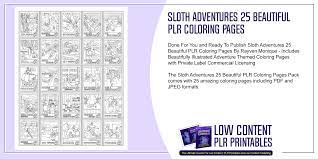 Christmas bundle the 2020 christmas bundle contains 5 plr products! Sloth Adventures 25 Beautiful Plr Coloring Pages Plr Coloring Pages