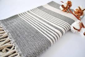 Black And White Throw With Tassels Striped Chevron Pattern Throw Black And White Turkish Towel With Tassels Beach Blanket Beach Wrap Tassel Fouta Bed Cover Throw White Turkish Towels Turkish Towels Patterned Throw