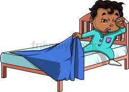 black kid getting out of bed cartoon clipart vector friendlystock ศ ลปะ