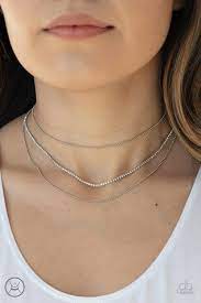 Paparazzi Battle Of The Glitz White Choker In 2021 White Choker Necklace Choker Necklace Silver Choker Necklace