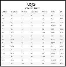 size chart for ugg boots 2019