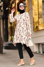 Nayla Collection Cicek Desenli Bej Tesettur Tunik 40451bej Tesetturisland Com Casual Hijab Outfit Moda Stilleri Giyim