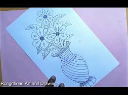 How To Draw Flowers With Vase Flower Pot Drawing Very Easy Way Youtube Flower Drawing Drawings My Drawings