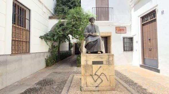 Swastika spray-painted on Maimonides statue in C�rdoba's historic Jewish quarter