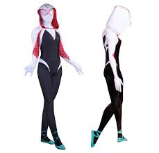 Into the Spider Verse Gwen Stacy Woman Spiderman Costume Halloween  Jumpsuits 