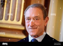Jacob Dahan, the Secretary-General of the European Jewish Congress,  receives the 'Medaille de Vermeil de la Ville de Paris' (City of Paris'  vermeil medal) from Paris Mayor Bertrand Delanoe during a ceremony