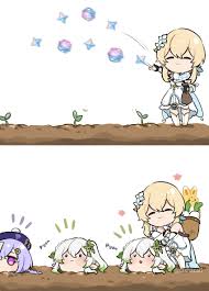 lumine, nahida, qiqi, and yuegui (genshin impact) drawn by sashacall |  Danbooru