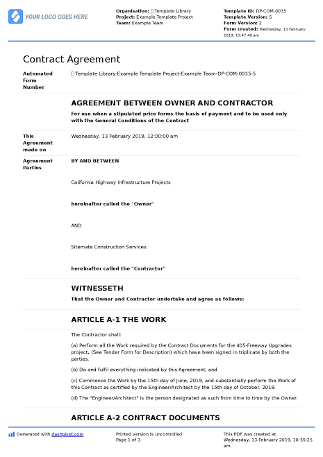Contractor-Project Agreements