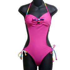 Joe Boxer Juniors Womens Hot Pink Rainbow Gem Monokini Swim Suit Swimming