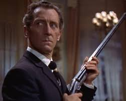 Veronica Carlson and Peter Cushing.