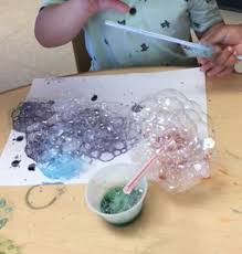 Bubble Painting Using Food Color Dish Soap And A Straw Bubble Painting Food Coloring Fun Learning