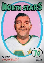 Lorne Gump Worsley in action with Minnesota North Stars